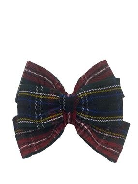 Back to School Uniform Plaid Small Bow with Heart Button Center- Plaid 56